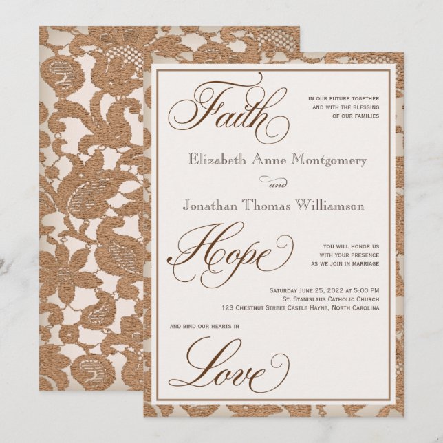 Autumn Lace Faith Hope Love Wedding Invitation (Front/Back)