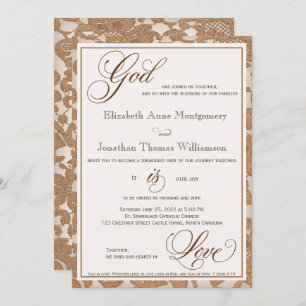Autumn Lace God is Love Christian Wedding Invitation