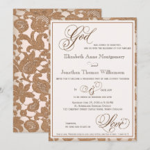 Autumn Lace Religious Wedding Invitation