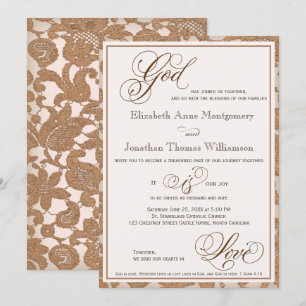 Autumn Lace Religious Wedding Invitation