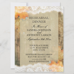 Autumn Lace Rustic Rehearsal Dinner Invitation