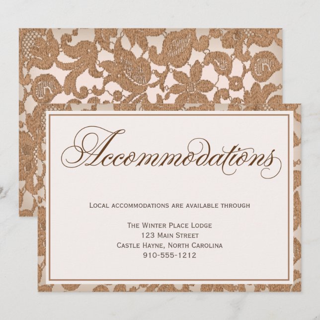 Autumn Lace Wedding Accommodations Enclosure Card (Front/Back)