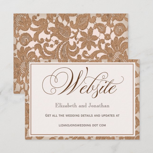 Autumn Lace Wedding Website Enclosure Invitation (Front/Back)