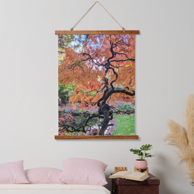 Autumn Laceleaf Japanese Maple Tree Botanical Hanging Tapestry (Bedroom)