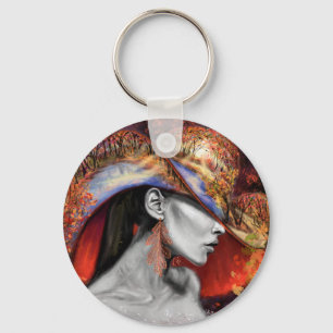 Autumn Lady Keychain Gift Modern Woman