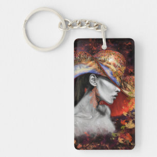 Autumn Lady Keychain - Painting