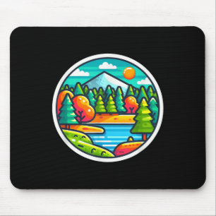 Autumn Lake And Forest Hills Fall Colour Art Natur Mouse Mat