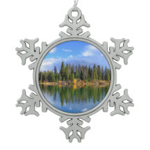 Autumn lake and trees christmas ornament