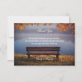 Autumn Lake Bench Appreciation Thank You Card