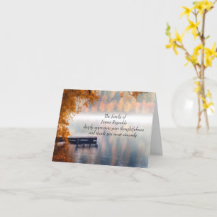 Autumn Lake Dock In Mist Sympathy Thank You  Card