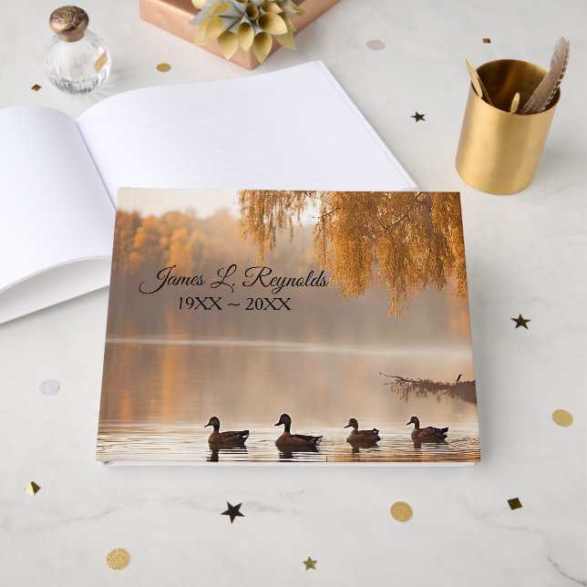 Autumn Lake Ducks With Tree Guest Book (Front Open)