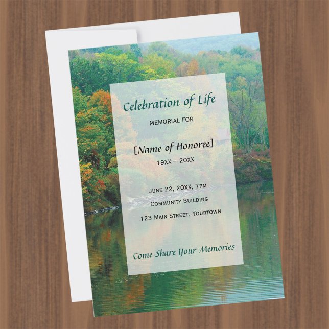 Autumn Lake Memorial Celebration of Life Invitation (Creator Uploaded)
