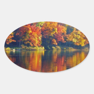 Autumn Lake Oval Sticker