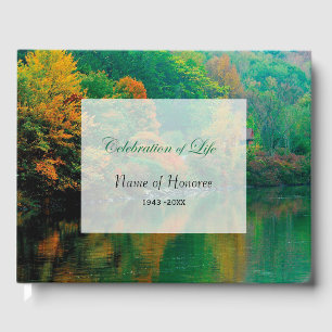Autumn Lake Scene Celebration of Life Memorial Guest Book