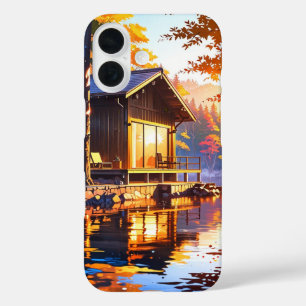 Autumn Lakeside Cabin iPhone 16 Case