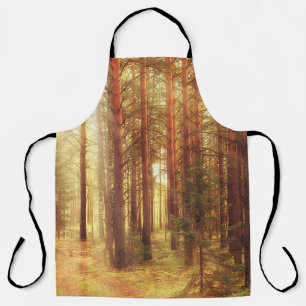 autumn landscape background, sun rays in the fores apron
