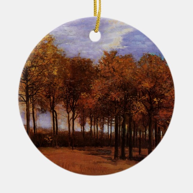 Autumn Landscape by Vincent van Gogh Ceramic Tree Decoration (Front)