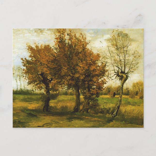 Autumn Landscape Four Trees Van Gogh Fine Art Postcard (Front)