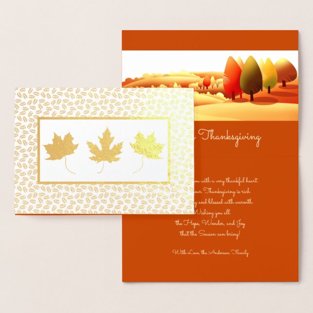 Autumn Landscape Luxury Thanksgiving Real Foil Card (Display)