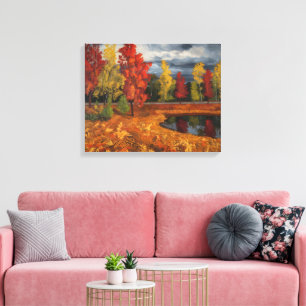 Autumn Landscape Oil Painting on Canvas – Vibrant Print