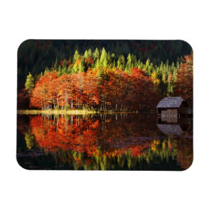 Autumn landscape on a lake magnet