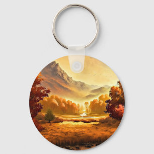 Autumn Landscape Painting-68754 Key Ring