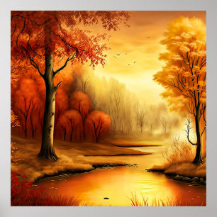 Autumn Landscape Painting-68754 Poster