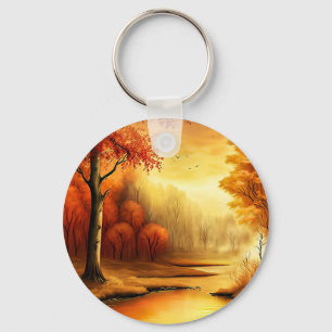 Autumn Landscape Painting-87546 Key Ring