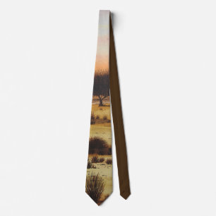 autumn landscape painting sunset and brown tie