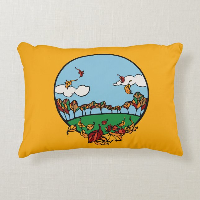 Autumn Landscape Scene Decorative Cushion (Front)