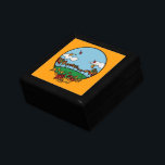 Autumn Landscape Scene Gift Box<br><div class="desc">Colourful Illustration of a pleasant autumn landscape scene with soft clouds floating on a blue sky with a small hill covered in green grass and  multi-coloured leaves falling off the trees.</div>