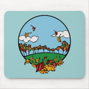 Autumn Landscape Scene Mouse Mat