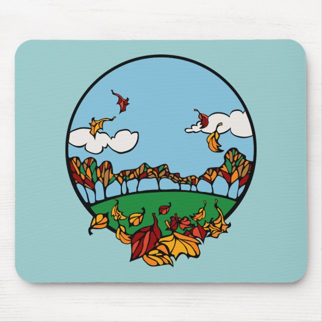 Autumn Landscape Scene Mouse Mat (Front)