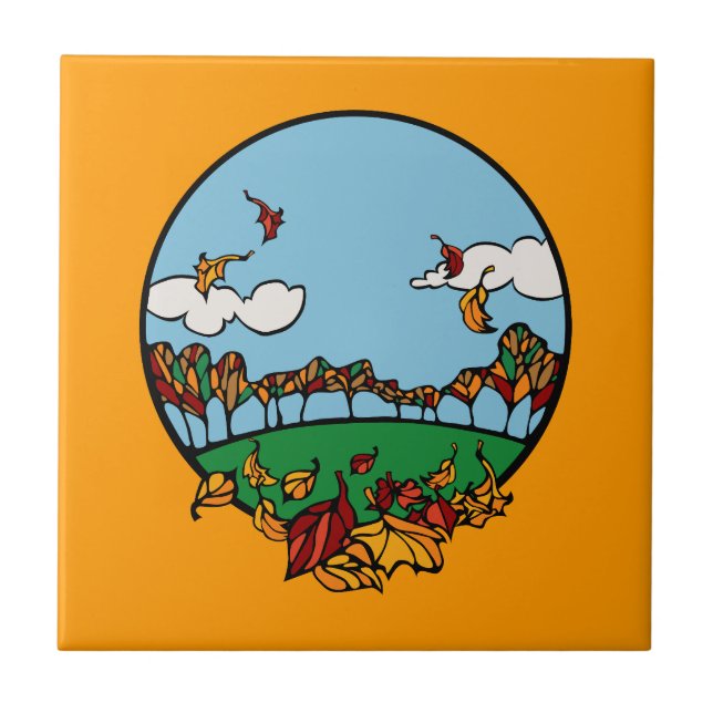 Autumn Landscape Scene Tile (Front)