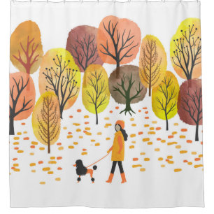 Autumn landscape. Watercolor Vintage illustration  Shower Curtain