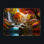 Autumn Landscape Waterfalls in the Park Magnet<br><div class="desc">Gorgeous Autumn trees and landscape, colourful flower beds and walkways
Waterfalls and pools
AI ART by minx267</div>