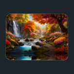 Autumn Landscape Waterfalls in the Park Magnet<br><div class="desc">Gorgeous Autumn trees and landscape, colourful flower beds and walkways
Waterfalls and pools
AI ART by minx267</div>