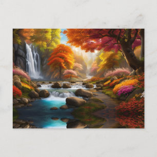 Autumn Landscape Waterfalls in the Park Postcard