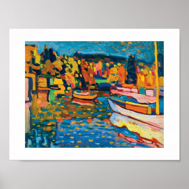 Autumn Landscape with Boats by Wassily Kandinsky Poster (Front)