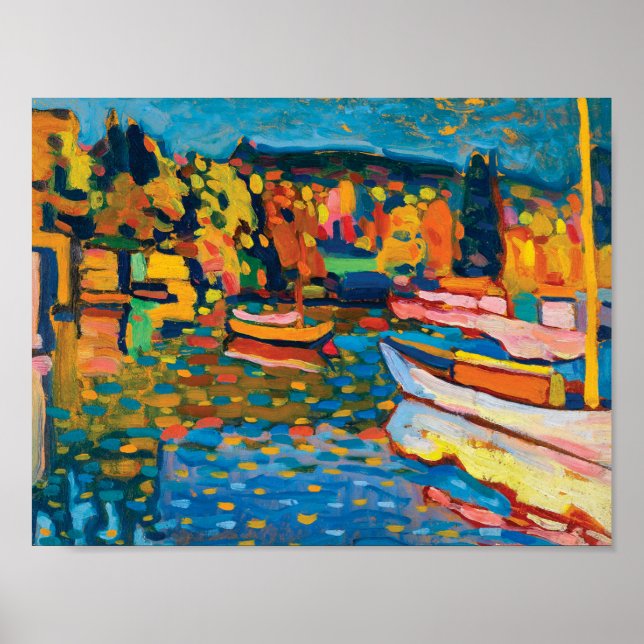 Autumn Landscape with Boats by Wassily Kandinsky Poster (Front)