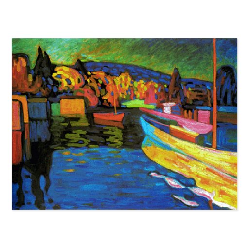 Image of Autumn Landscape With Boats Postcard