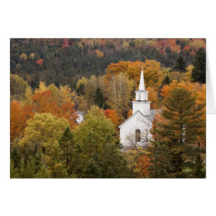 Autumn landscape with church, Vermont, USA