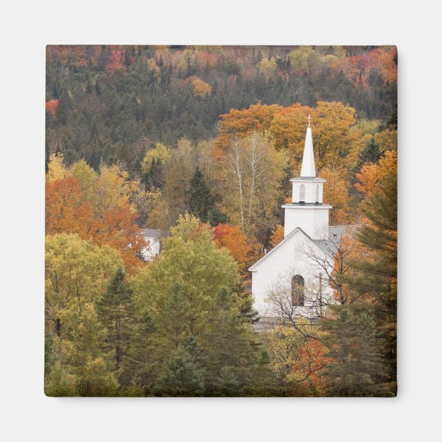 Autumn landscape with church, Vermont, USA Magnet (Front)