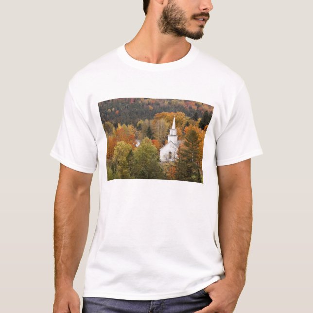 Autumn landscape with church, Vermont, USA T-Shirt (Front)