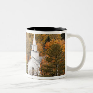 Autumn landscape with church, Vermont, USA Two-Tone Coffee Mug