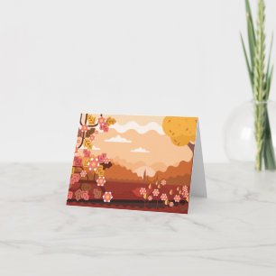 Autumn Landscape with Flowers Holiday Card