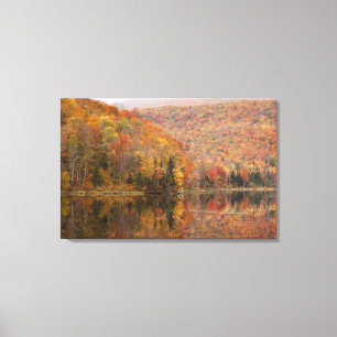 Autumn landscape with lake, Vermont, USA 2 Canvas Print