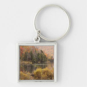 Autumn landscape with lake, Vermont, USA 3 Key Ring