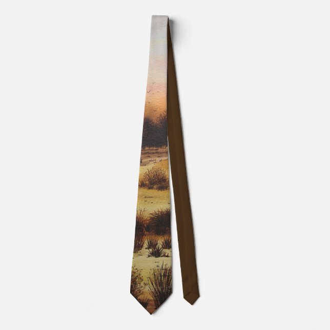 autumn landscape with sunset colours art tie (Front)