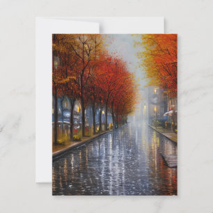 Autumn landscapes with rain and foliage have a uni card